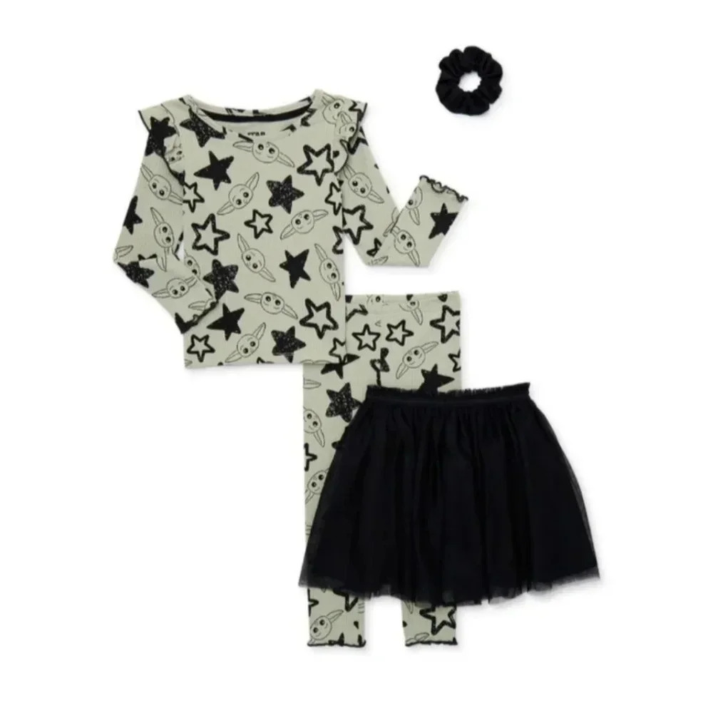 Girls 4pc Set Size 3T Star Wars The Mandalorian Gray/Black/Green NWT